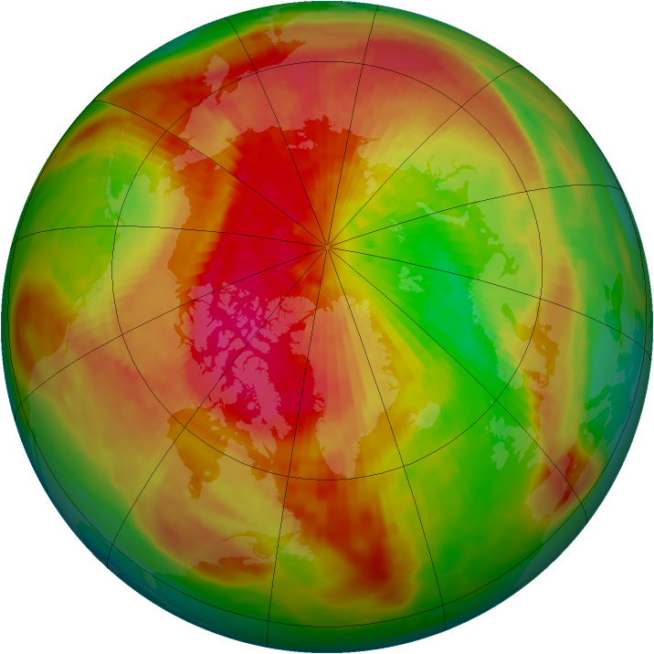 Arctic ozone map for 24 March 1991